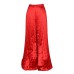 Solid color casual pleated wide leg pants long pants