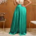 Solid color casual pleated wide leg pants long pants