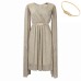 V-neck Cape Dress with Belt