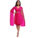 V-neck Cape Dress with Belt