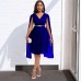 V-neck Cape Dress with Belt