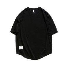 Solid color round neck men's half sleeved top