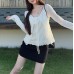 White loose strap long sleeved sunscreen cover for women