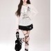 Printed straps with hollowed out loose long sleeves
