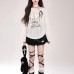 Printed straps with hollowed out loose long sleeves