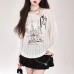 Printed straps with hollowed out loose long sleeves