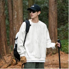 Irregular printed round neck fake two-piece hoodie Irregular printed round neck fake two-piece hoodie