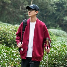 Knitted cardigan sweatshirt men's solid color spring and autumn outdoor jacket