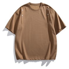 Short-Sleeve T-Shirt with Binder Closure Design for Men Casual Simple Style