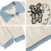Retro Fun Bear Color Block Turn-Down Collar Sweater Unisex Casual Couple Knitwear