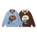 Retro Color-Block Mushroom Jacquard Sweater for Men and Women