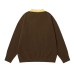Retro Color-Block Mushroom Jacquard Sweater for Men and Women