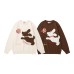 Fun Dog Letter Embroidery Crew Neck Sweater Unisex Versatile Knitwear Top