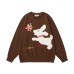 Fun Dog Letter Embroidery Crew Neck Sweater Unisex Versatile Knitwear Top