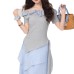 Irregular slim fit one line off shoulder top