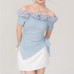 Irregular slim fit one line off shoulder top