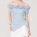 Irregular slim fit one line off shoulder top