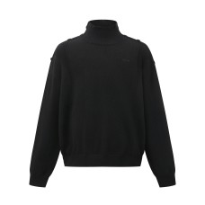 Minimalist Embroidered Patchwork Turtleneck Sweater