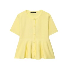 Round neck short skirt hem knitted sweater top for women