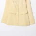 Round neck long sleeved waist cinched solid color single breasted suit jacket