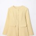 Round neck long sleeved waist cinched solid color single breasted suit jacket
