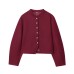 Round neck long sleeved button down decorative jacket for women