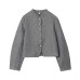 Round neck long sleeved button down decorative jacket for women