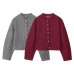 Round neck long sleeved button down decorative jacket for women