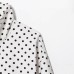 Stand up collar long sleeved contrasting polka dot drawstring jacket for women