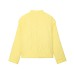 Round neck long sleeved patchwork diamond grid cotton jacket for women