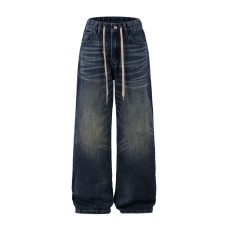 Street Style High-Quality Washed Denim Long Pants