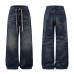 Street Style High-Quality Washed Denim Long Pants