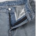 Street Style Casual Wide-Leg Tapered Washed Denim Long Pants