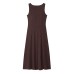 U-neck sleeveless single breasted dress with waistband and Midi