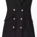 Backless fake pocket short neck hanging suit dress