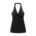 Backless fake pocket short neck hanging suit dress