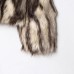 Stand collar long sleeved printed faux fur jacket for women