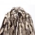 Stand collar long sleeved printed faux fur jacket for women
