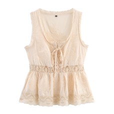Women's Clothing INS Internet Celebrity Forest Series Sweet Lace Embroidery Hollow Romantic Style Top