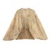 Fashion Retro Lantern Sleeve Design Deep V-Neck Printed Top