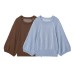 Fashion Simple Loose Crew Neck Wide Sleeve Knitwear
