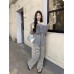 Thin printed off shoulder mid length loose top Thin printed off shoulder mid length loose top