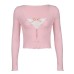 Pink bow fake two-piece top Pink bow fake two-piece top