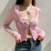 Pink bow fake two-piece top Pink bow fake two-piece top