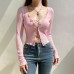 Pink bow fake two-piece top Pink bow fake two-piece top