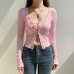 Pink bow fake two-piece top Pink bow fake two-piece top