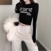 Slim fit velvet black top