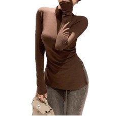 Slim fit half high neck split bottom top