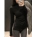 Slim fit half high neck split bottom top
