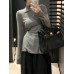 Slim fit half high neck split bottom top